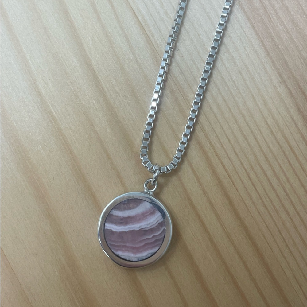 Legier LA Rhodochrosite silver box chain 18” new